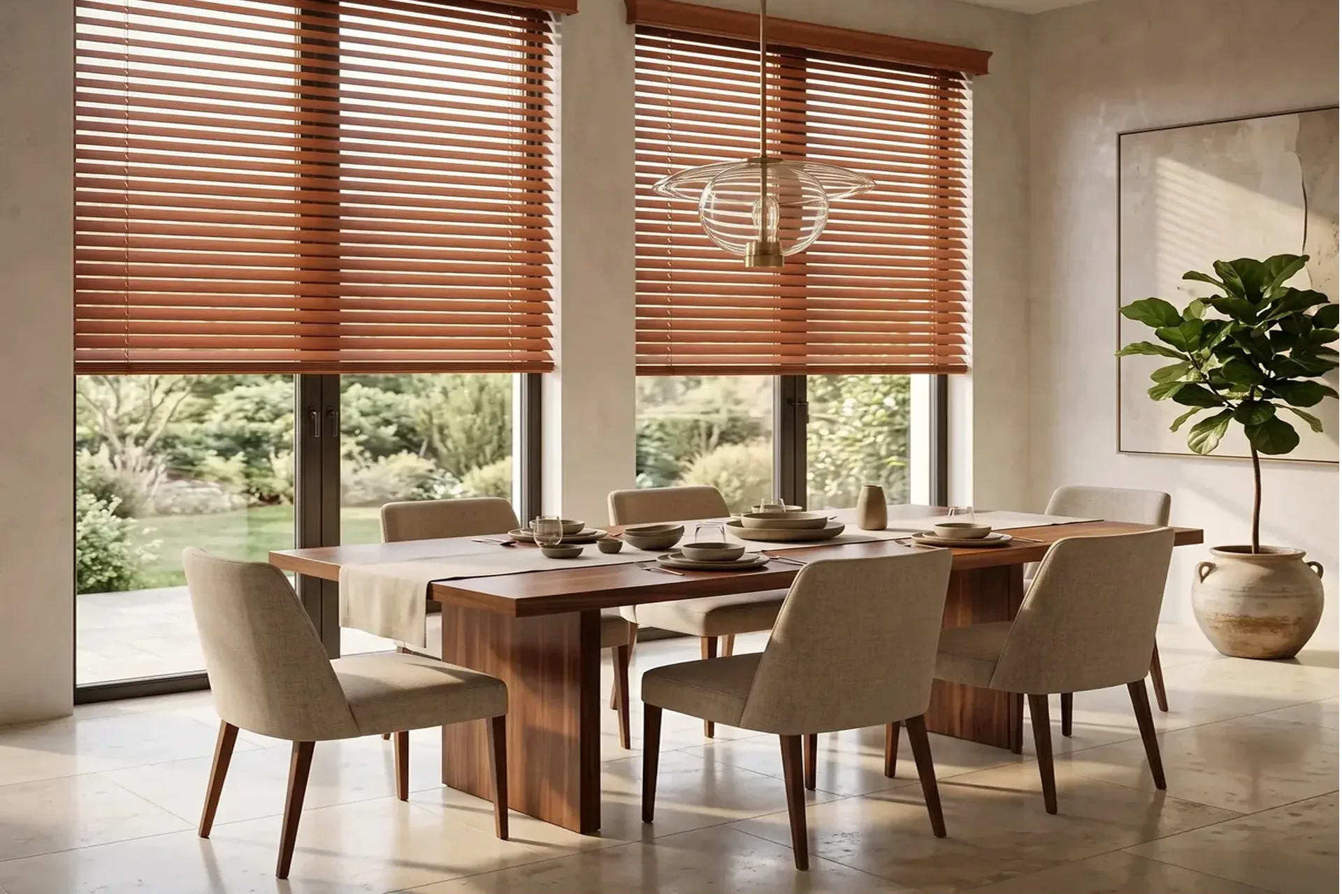 Persiana Horizontal sob medida instalada em ambiente moderno